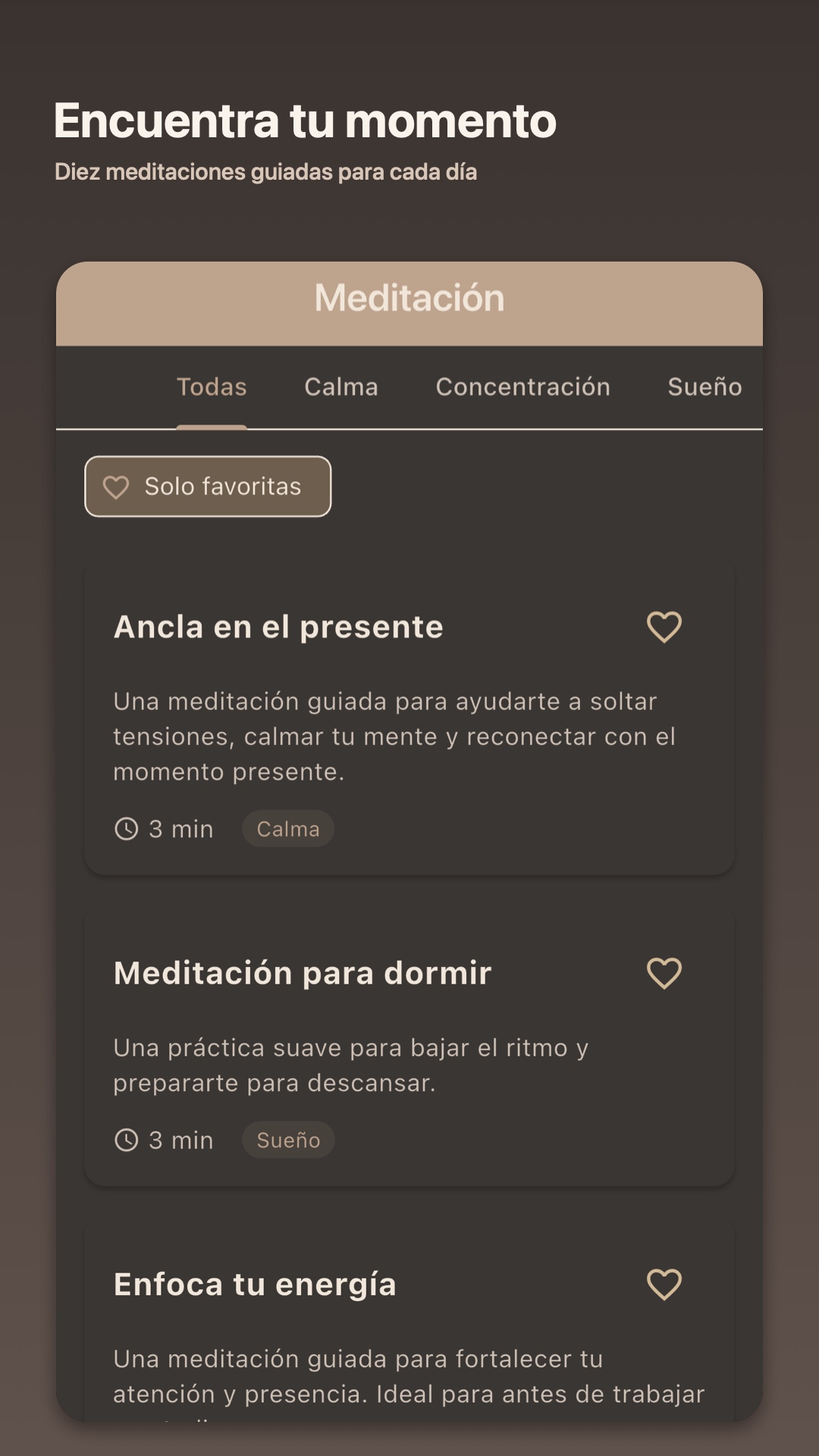 Catálogo de meditaciones